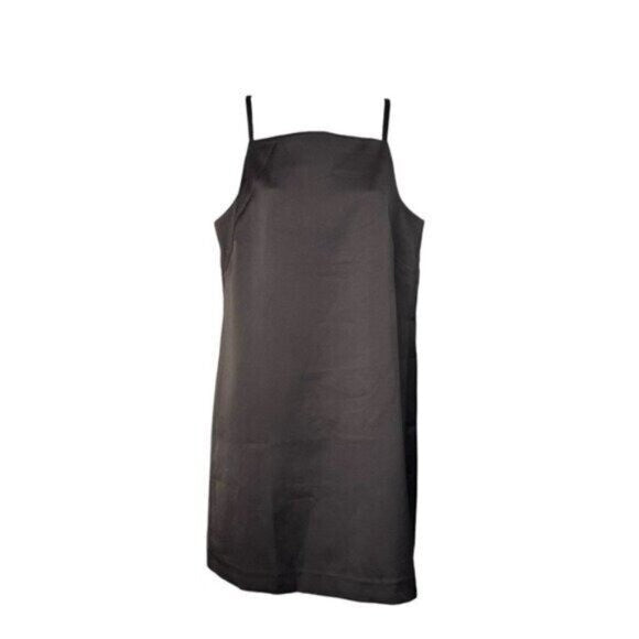 Tuckernuck Chocolate Satin Lara Square Neck Party Cocktail Formal Mini Dress 8