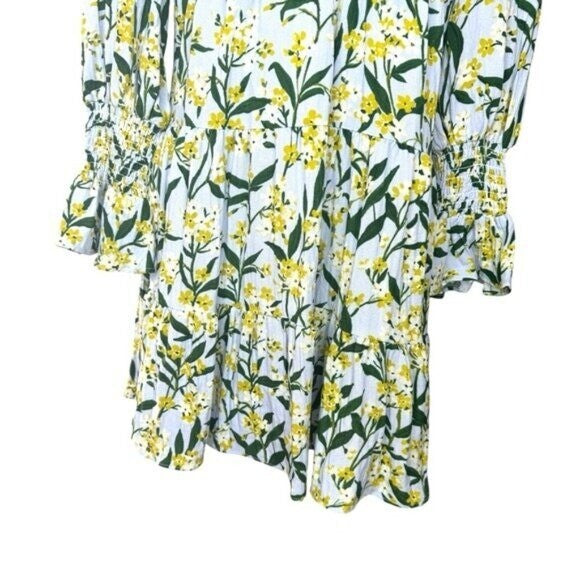 Pomander Place NEW Palmetto Garden Blue and Yellow V Neck Mini Dress Size XXL