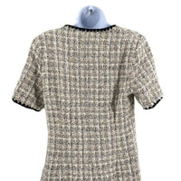 Pomander Place NEW White Tweed Retro Josephine Mini Dress in White Black Size S