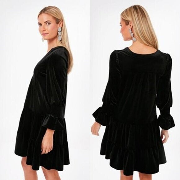Pomander Place | NEW Black Velvet Kenzo Long Sleeve Mini Dress Size S