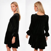 Pomander Place | NEW Black Velvet Kenzo Long Sleeve Mini Dress Size S