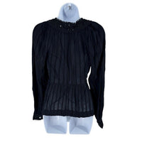 Sea New York NEW Charlotte Black Embellished Long Sleeve V Neck Top Size XS