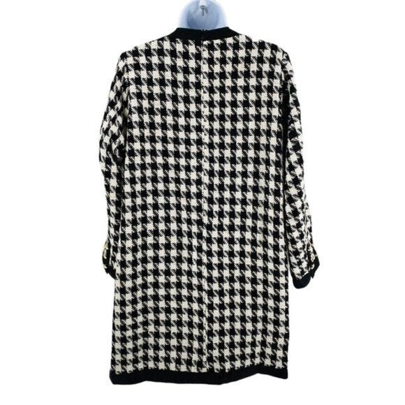 Pomander Place | NEW Coco Tweed Houndstooth Bow Mini Dress Black White Size XL