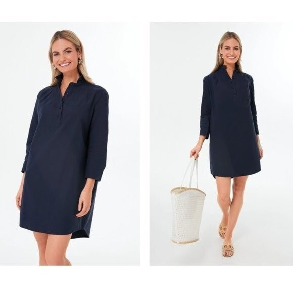 Pomander Place | NEW French Navy Polly Relaxed Fit Shirt Mini Dress Size XXL