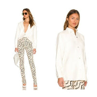 WeWoreWhat | Vegan Leather Boyfriend Shirt in Ivory Size XS