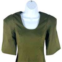 Tuckernuck NEW Olive Twill Ariella Puff Sleeve Scoop Neck Mini Dress Size XL