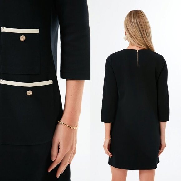 Tuckernuck NEW Black Francoise Mod 3/4 Sleeve Classic Mini Dress Size S