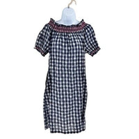 Tuckernuck NEW Tnuck Beach Embroidered Blue Check Gingham Toulon Coverup Size XS