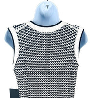 Pomander Place NEW Navy Stripe Bardot Sleeveless Knit Classic Mini Dress Size M