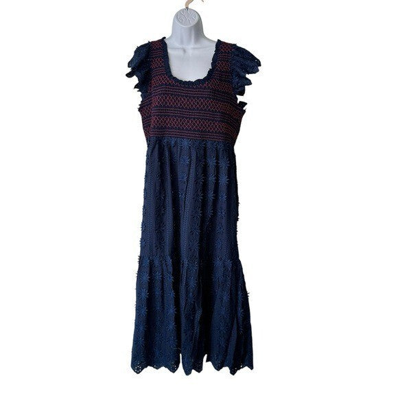 Tuckernuck NEW Navy Lace Mallie Embroidered Scoop Neck Maxi Dress Size XXL