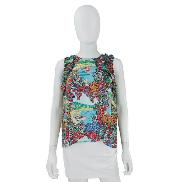 Cartolina Nantucket NEW Exclusive Portofino Print Amanda Colorful Top Size S