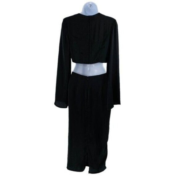 Petal & Pup NEW Sienna Satin Formal Black Midi Dress Matching Set Size M