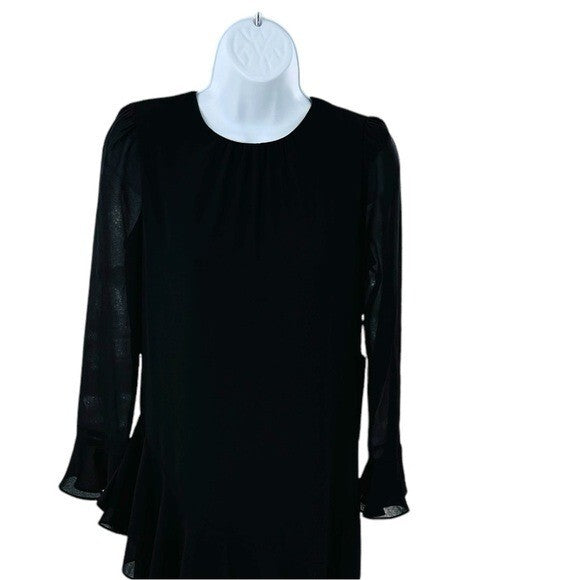 Tuckernuck NEW Black Sasha Long Sleeve Formal Ruffle Party Midi Dress Size XS
