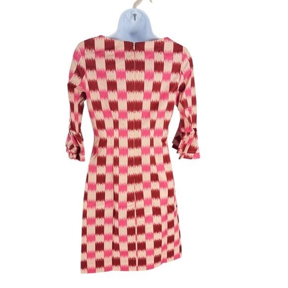 Autumn Adeigbo NEW Rose Lenore Pink Check Half Sleeve Cocktail Mini Dress Size 0