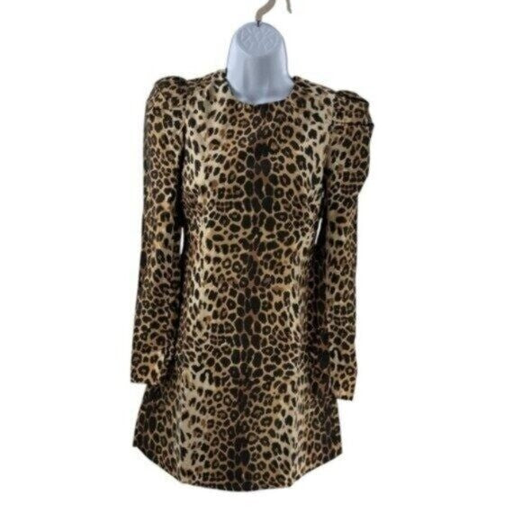 Tuckernuck x India Hicks NEW Leopard Domino Long Sleeve Party Mini Dress XXL