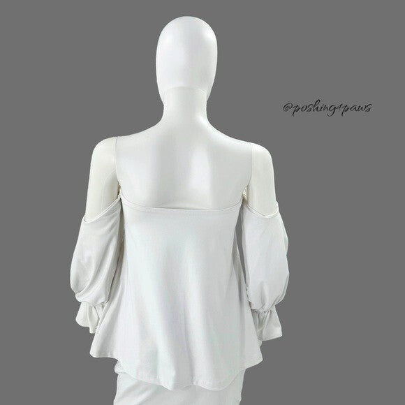 Susana Monaco White Off the Shoulder Long Sleeve Jersey Peasant Top Size S