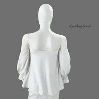 Susana Monaco White Off the Shoulder Long Sleeve Jersey Peasant Top Size S
