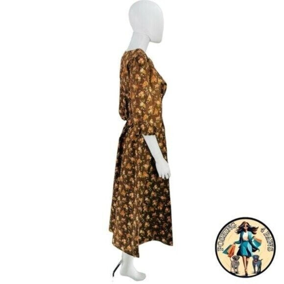 Tuckernuck NEW Rosewood Chintz Marlena Floral Brown Boho Midi Dress Size XS