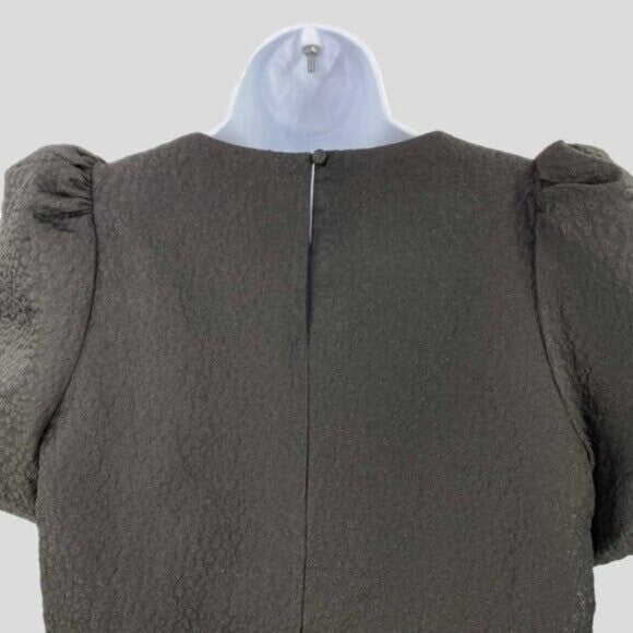 Pomander Place | NEW Black Jacquard Lyla Short Bubble Sleeve Blouse Size XS