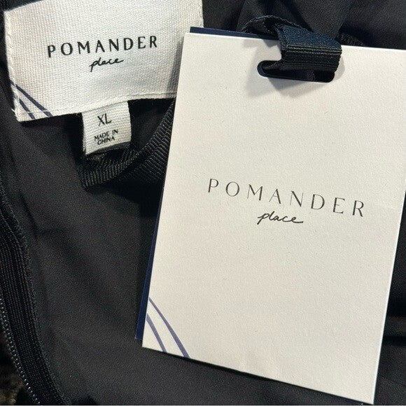 NEW Pomander Place Black Velvet Lillith Gold Embroidered Lace Maxi Dress Size XL