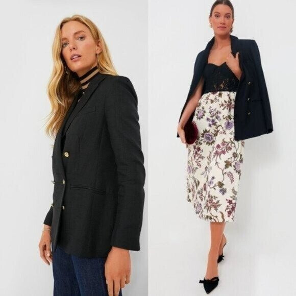 Tuckernuck NEW Black Diana Double Breasted Oversized Boxy Fit Blazer Size XXS