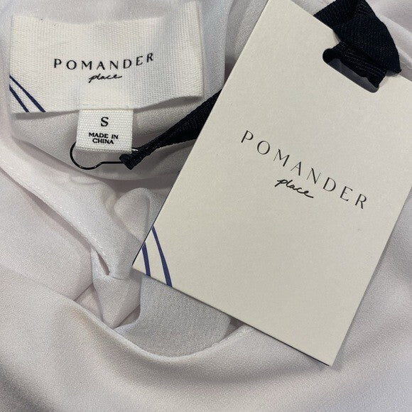 Pomander Place | NEW White Carlota Long Blouson Sleeve Peplum Blouse Size S