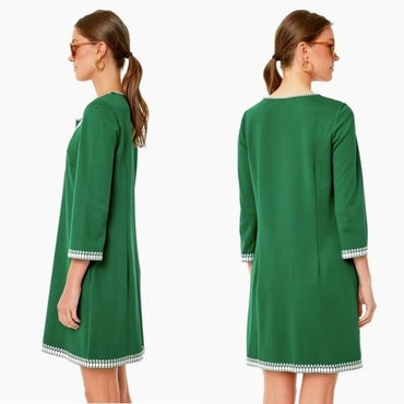 Tuckernuck NEW Miguelina Green Embroidered Shift Mini Dress Size 2XS