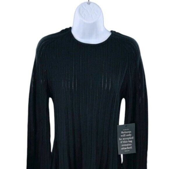 Pomander Place NEW Black Adi Long Belle Sleeve Ribbed Knit Mini Dress Size XL