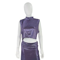 Camila Coelho NEW Marge Formal Metallic Cut Out Midi Dress in Lilac Size XL