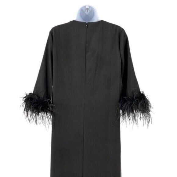 Tuckernuck NEW Black Feather Jamie Formal 3/4 Sleeve Maxi Dress Size XS