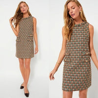 Tuckernuck NEW Neapolitan Tweed Sleeveless Retro Mod Jackie Mini Dress Size XS