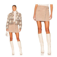 BLANKNYC NWT Moto Suede Leather Festival Mini Skirt in Bare It All Size 28