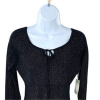 Hyacinth House NEW Black Metallic Long Sleeve Selena Knit Mini Dress Size XL