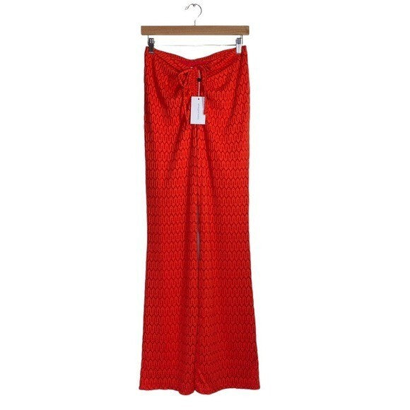 Lovers + Friends NEW Kenya V Front Flare Trouser Pant in Red Size S