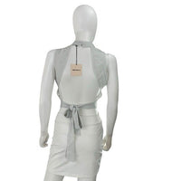 NEW superdown REVOLVE Sophie Metallic Silver Open Back Crop Top Size XL