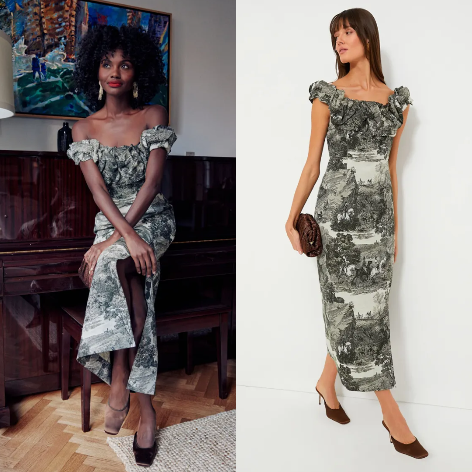 Tuckernuck NEW Middleburg Toile Suze Equestrian Formal Midi Dress Size ...