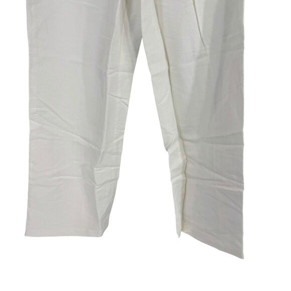 Alex Mill NEW Madeline Cream Pleat Twill Linen Blend Wide Leg Trouser Size 2