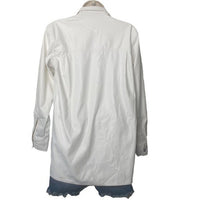 WeWoreWhat | Vegan Leather Boyfriend Shirt in Ivory Size XS