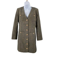 Pomander Place NEW Coventry Metallic Keira Linen Classic Gold Mini Dress Size L