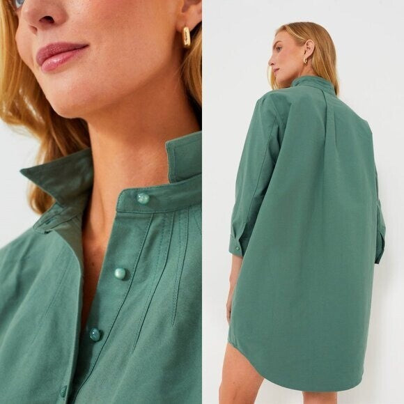 Pomander Place | NEW Green Polly Collared Preppy Shirt Dress Size XXL