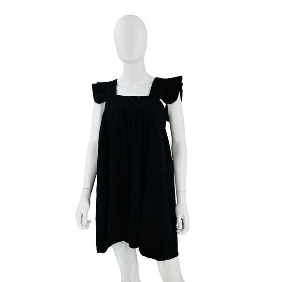 Pomander Place NEW Black Camella Linen Blend Casual Mini Dress Size XS