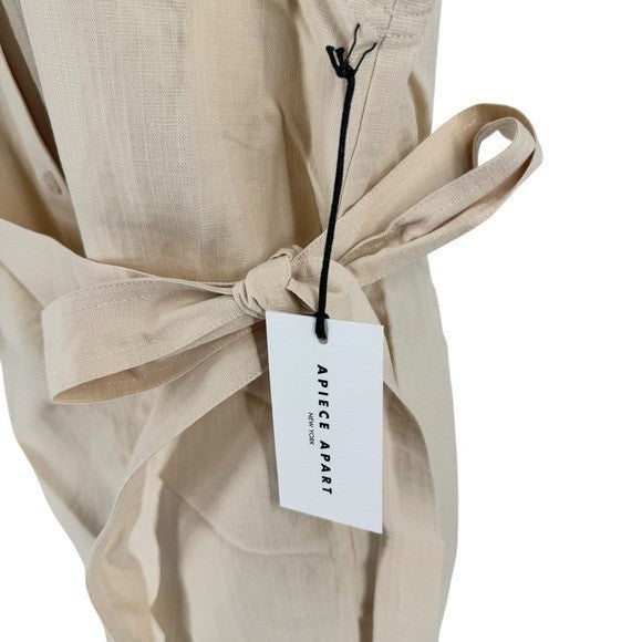 Apiece Apart NEW Catania Wrap Collared Short Sleeve Maxi Dress Ecru Ivory Size S