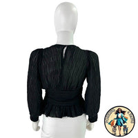 Petal and Pup NEW Delilah Pleated Peplum V Neck Blouse Top in Black Size XS