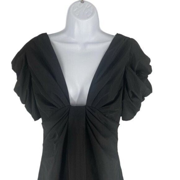 Hyacinth House | NEW Black Tinsley V-Neck Puff Sleeve Mini Dress Size XXS