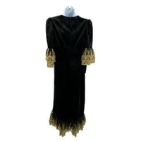 Pomander Place Black Velvet Lillith Gold Embroidered Lace Maxi Dress Size XXL
