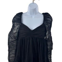 Moon River NEW Black Tulle Long Sleeve Sweetheart Party Mini Dress Size Small