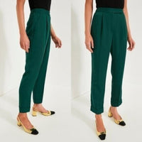 Tuckernuck NEW Green Pleated Duncan High Rise Straight Leg Trouser Pant Size 2