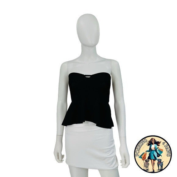 Stella McCartney Compact Knit Strapless Minimalist Bustier Top in Black Size XS