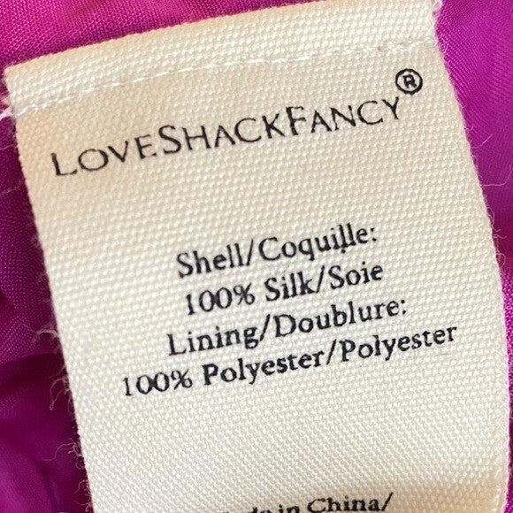 LoveShackFancy NEW Noble Bow Silk Formal Flirty Fuschia Mini Dress Size 12