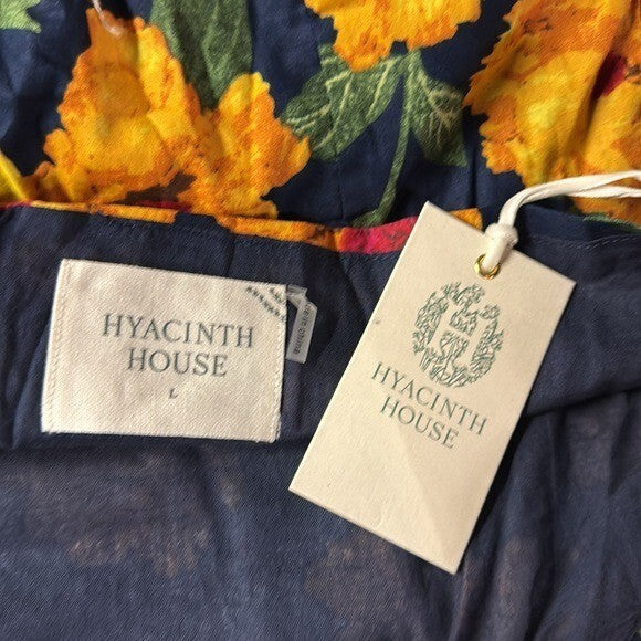 Hyacinth House NEW Navy & Marigold Floral Ruffle Margot Maxi Dress Size L